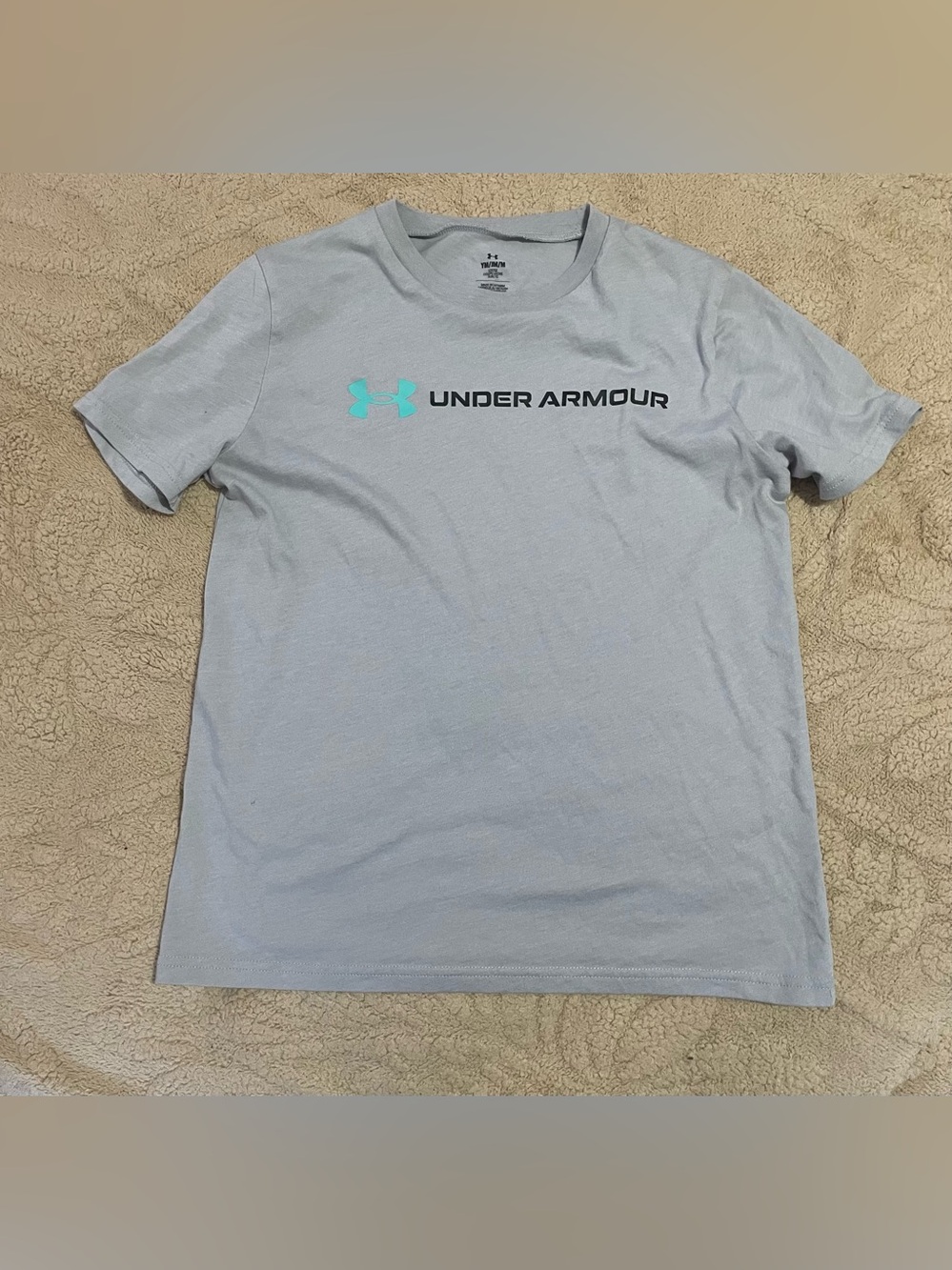 Under Armour Light Gray Tee with Aqua Logo